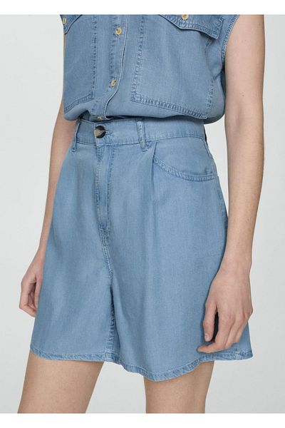 MANGO Woman Lyocell Bermuda Shorts with Pens