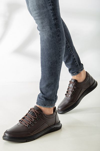 Mehmet Baran Men's Genuine Leather Casual Shoes Brown