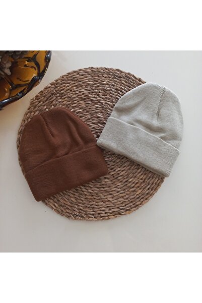 MARS BABY Дівчача Хлопчача Унісекс Дитяча Коричнева Бежева Трикотажна Пряма Складчаста Шапка