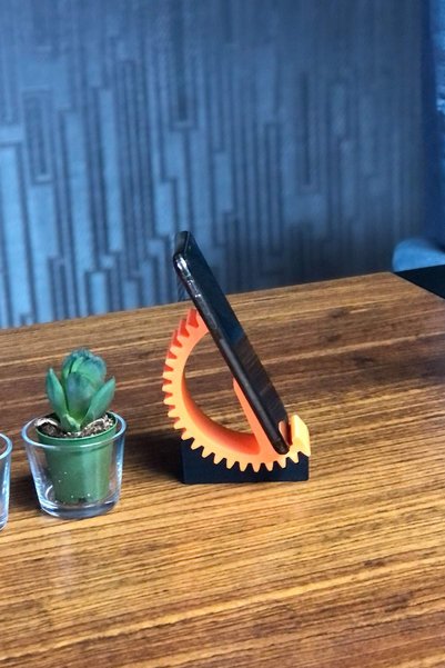NBShop Adjustable Phone and Tablet Stand with Gear Design - Orange / Black