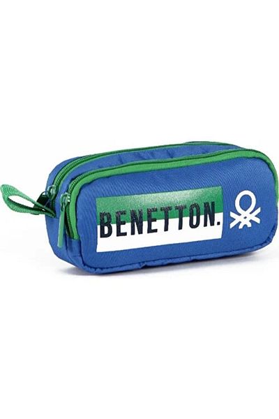 Benetton Geantă pentru stilou albastru United Colors of Benetton cu compartiment dublu 04277