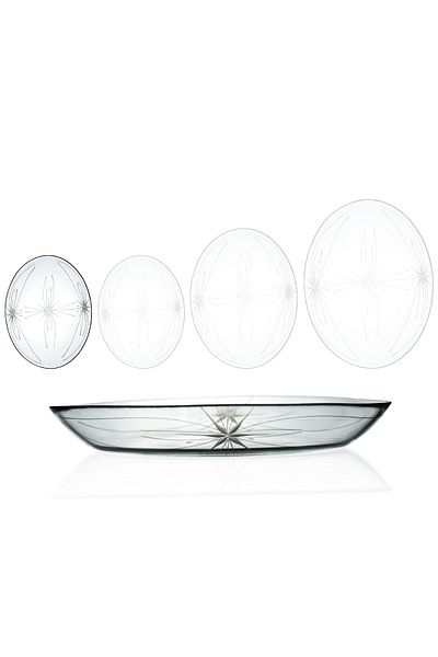 DECOCIA 2 Adet 25cm Oval Cam Salata Sunum Tabağı Mira Desenli
