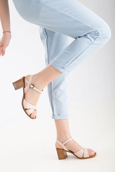 Mehmet Baran Women's Nude Heeled Summer Shoes