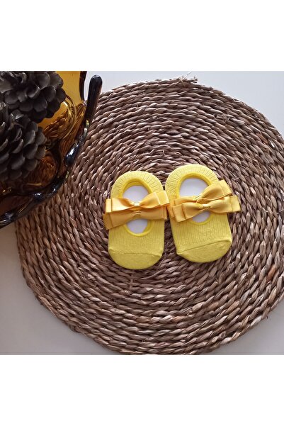 MARS BABY Kız Bebek Sarı Fiyonklu Babet Çorap