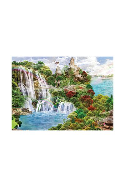 Blue Focus 1000 Piece Puzzle - Forest And Waterfall (FOREST AND WATERFALL)