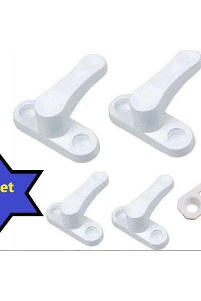 Adilon PVC Door Window Plastic Safety Latch Child, Baby Safety Lock White (4 Pieces)