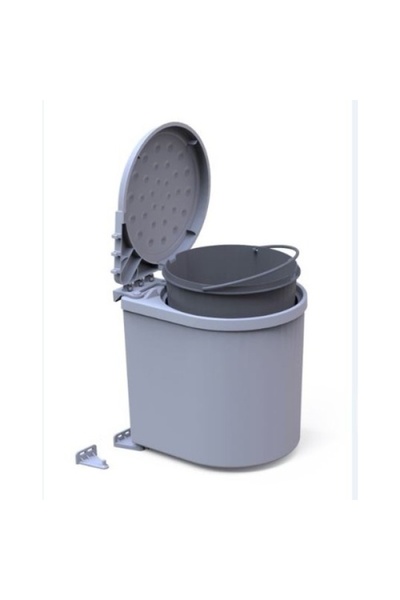 Adilon Mesbin Trash Can, Easily Removable Inside the Cabinet, 6 Lt. with Bucket. Grey