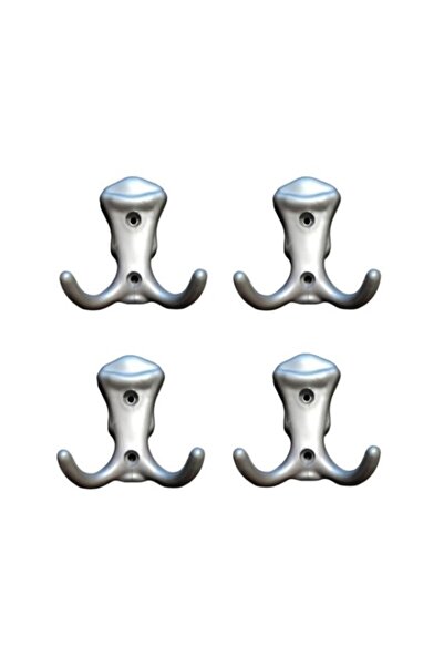 Adilon Askı, Plastik 4 Adet Mat Krom Askı, Mobilya Dolap, Portmanto Askısı