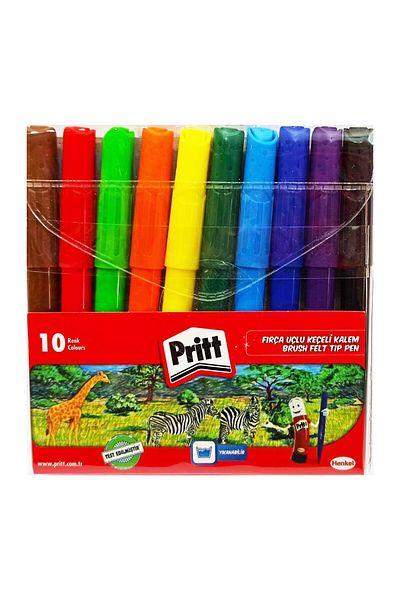 Pritt 10 Colors Washable Felt Tip Pen with Brush Tip