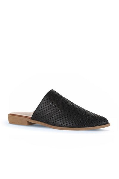 Bueno Shoes Papuci plati din piele neagra pentru femei - 01wa9200