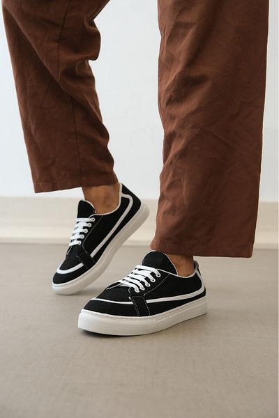 BOA Ba0351 - Casual Black Leather Dust Sneakers, Lace-Up
