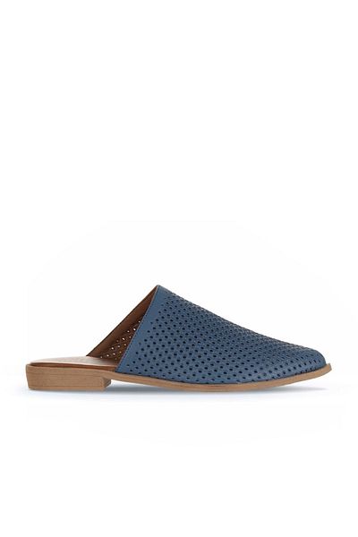 Bueno Shoes Papuci plati din piele albastra pentru femei - 01wa9200