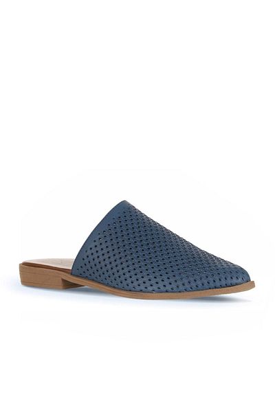 Bueno Shoes Papuci plati din piele albastra pentru femei - 01wa9200