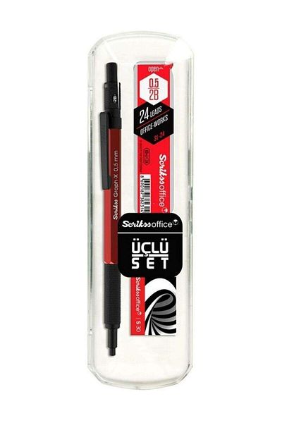 Scrikss Graph-x Metal 0.5mm Versatil Red Pen Set - Eraser Tip