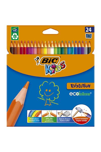 Bic Unisex Children's Dry Crayons - Evolution 24 Colors