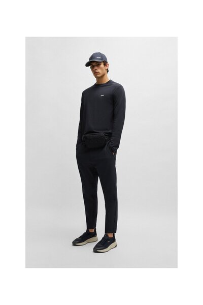 BOSS Běžného střihu pružné bavlněné tričko s logem v kontrastní barvě