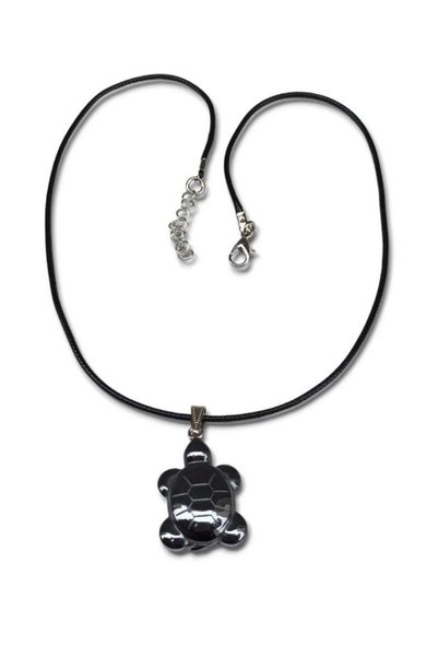 Pozitif Doğal Taş Turtle Figure Hematite Necklace 127-2