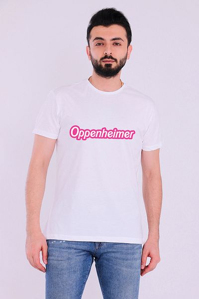 Tshirthane Ανδρικό μπλουζάκι Oppenheimer Barbie Written White Short Sleeve