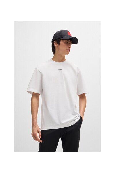 HUGO Baskı Logolu Rahat Kesim Pamuklu Jarse Tişört