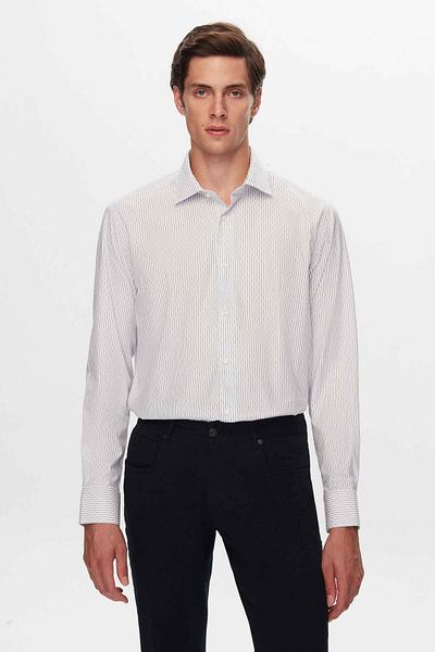 D'S Damat Тъмносиня раирана риза Ds Damat Regular Fit