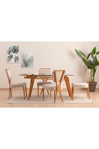 Vivense PALACE CAMLI MASA TAKIMI, KREM, 160x80