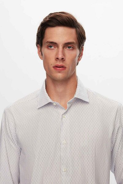 D'S Damat Тъмносиня раирана риза Ds Damat Regular Fit