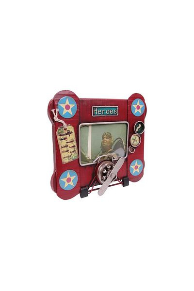 LiderGlobal Decorative Metal Frame Airplane Themed Vintage Gift