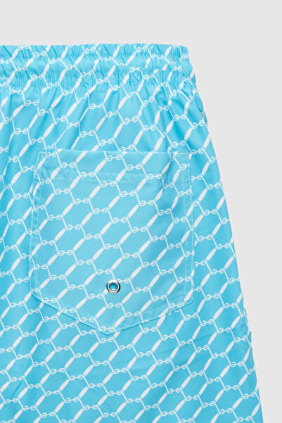 Twn Синій купальник з принтом і шортами Regular Fit