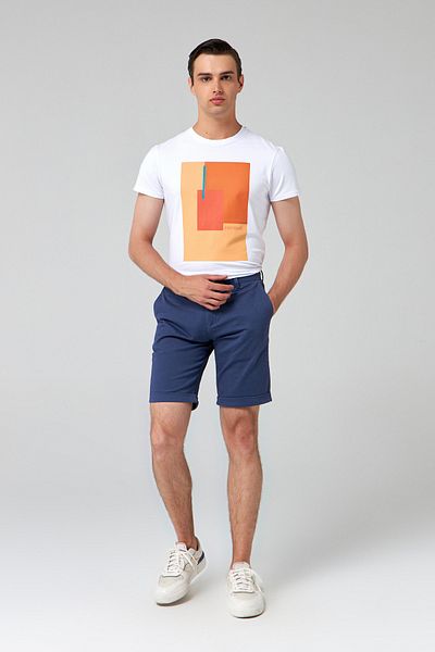 D'S Damat Slim Fit Indigo απλό σορτς
