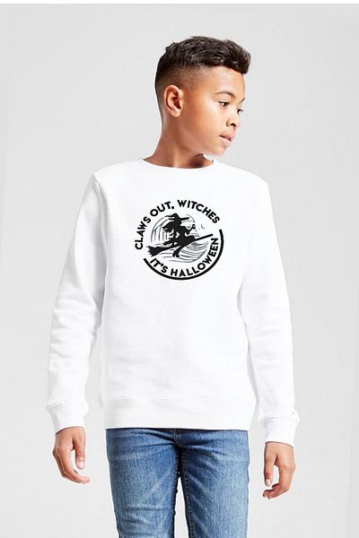 Tshirthane Claws Out Witches Το Halloween White Παιδικό φούτερ 2ip