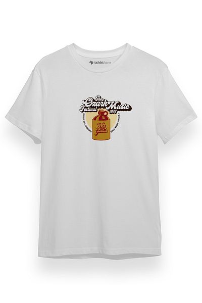 Tshirthane Λογότυπο Ozark Music Festival 1974 Λευκό κοντομάνικο ανδρικό μπλουζάκι