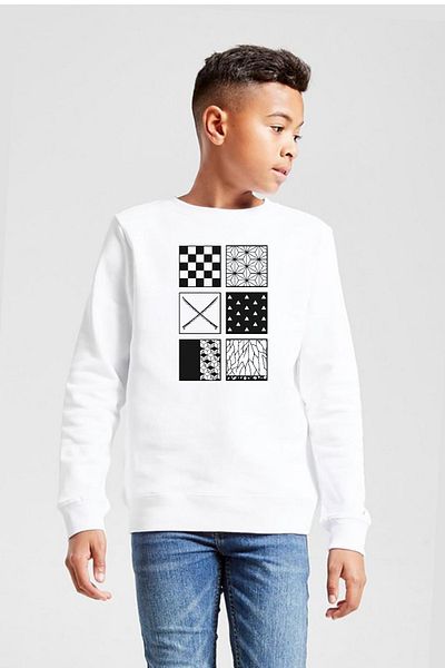 Tshirthane Φούτερ Demon Slayer Anime Patterns White Παιδική φούτερ 2ip