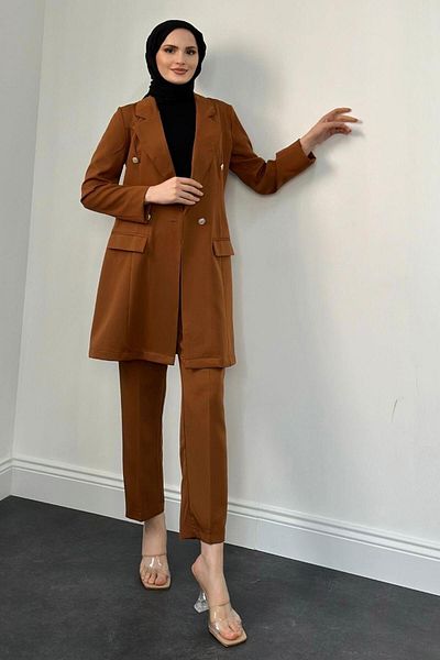 MERVEN AKYÜZ Σετ μπουφάν καφέ Anden Blazer
