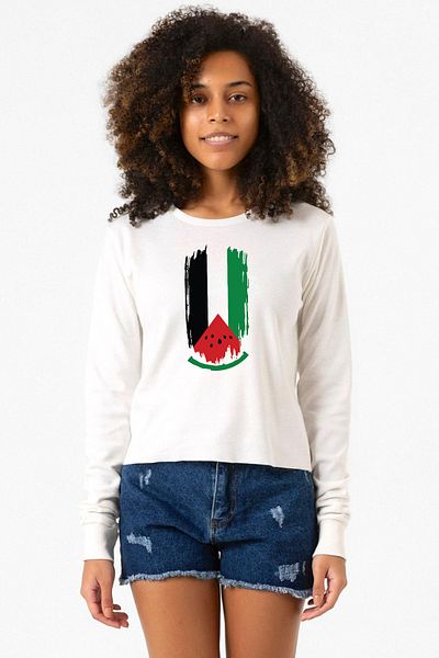Tshirthane البطيخ الباليه العلم إكرو اضافية طويلة الأكمام البلوز