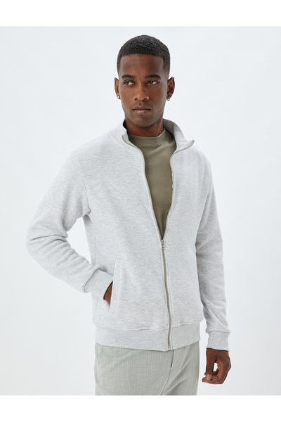 Koton Βαμβακερή ζακέτα με μακρυμάνικο γιακά με φερμουάρ - Λεπτομέρεια τσέπης