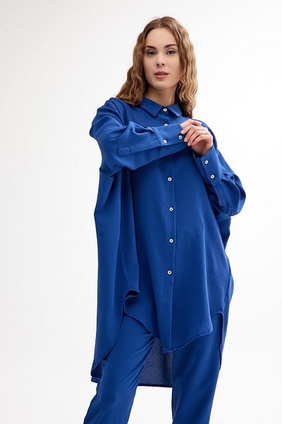 QANU Cămașă oversize albastră
