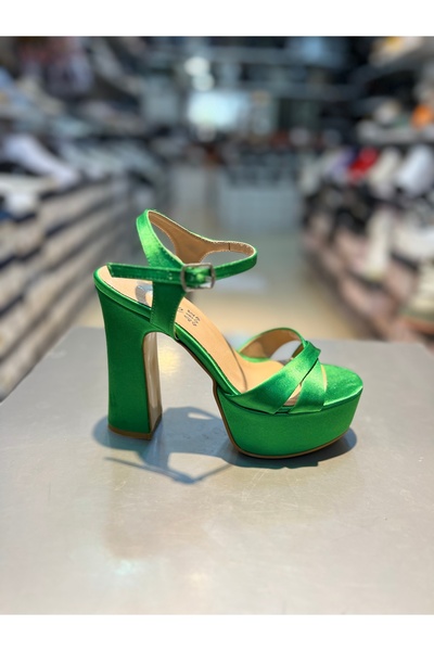 Alphus Kriste Bell Double Platform Satin Material Women's Platform Heeled Shoes