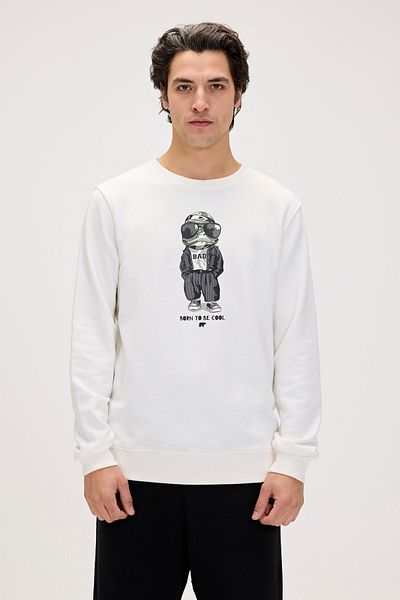 Bad Bear Gator White Men's Printed Sweatshirt