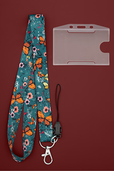 Apptakı Renkli Kelebekler Boyun İpi Boyun Askı İpi Boyun Askısı ve Kartlık - ...