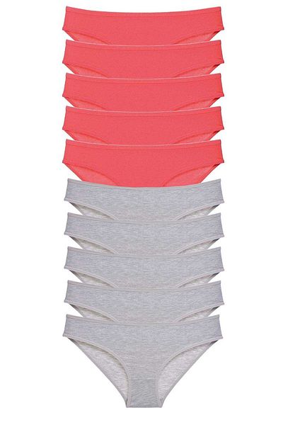 aysugün 10 Pieces Super Eco Set Lycra Women's Slip Panties Fuchsia Gray