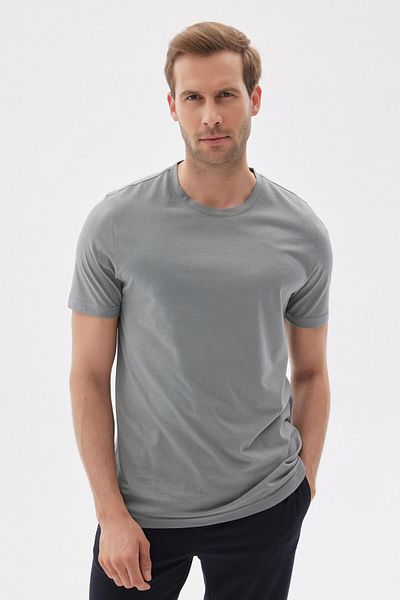 odelon Ανδρικό T-Shirt Anthracite με λαιμόκοψη με λεπτή εφαρμογή - 100% βαμβάκι