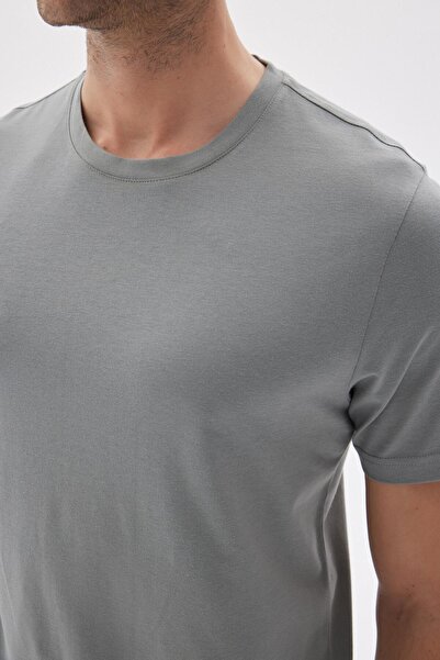 odelon Ανδρικό T-Shirt Anthracite με λαιμόκοψη με λεπτή εφαρμογή - 100% βαμβάκι