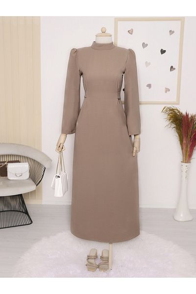 Modamorfo Φόρεμα Judge Collar Waist Tie -κανέλα