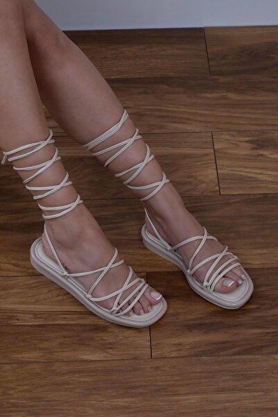 sovrana Beige Sandals - Rope Detailed