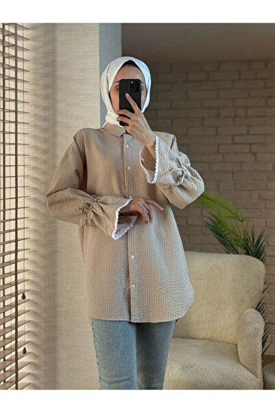 HİJABAYA Kolu Büzgü Ve Fistolu Bürümcük Gömlek