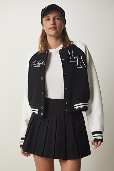 Lovelyİstanbul Бомбер-куртка для коледжу - чорно-біла LHF0010