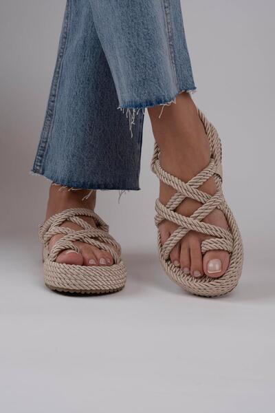 sovrana Thick Sole Sandals Beige