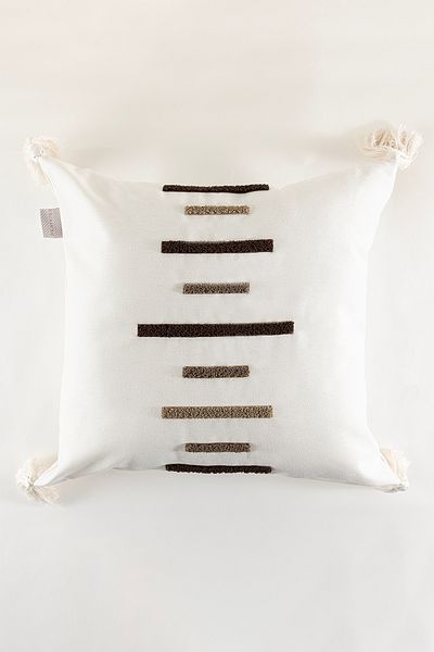 Koza Home Craft Multi - Stripe Patterned, Tasseled and Bead Detailed Filled Throw Pillow 43X43 35300A