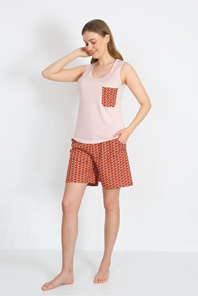 Akbeniz Set pantaloni scurți Powder pentru femei - Bretele groase și buzunare 3617