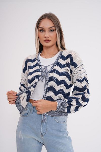 ŞİMAL Women's Zigzag Patterned Lace Detailed Knitwear Knitted Cardigan 250391   -